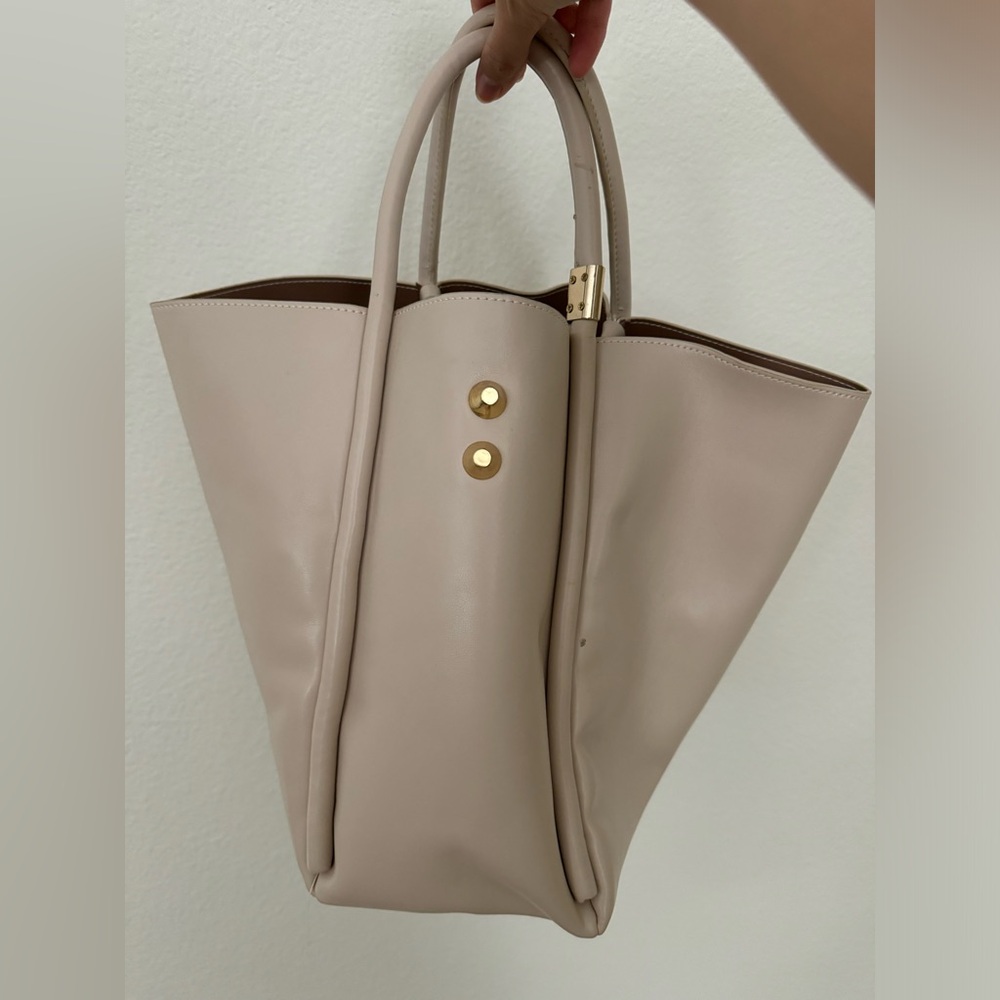 Two way leather bucket tote bag